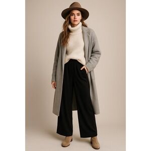 AREA STARS Wide Leg Black Pants Women's Size L Elastic Waist NWT